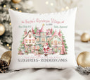 Christmas Village Pink DTF Transfers for pillows and towels