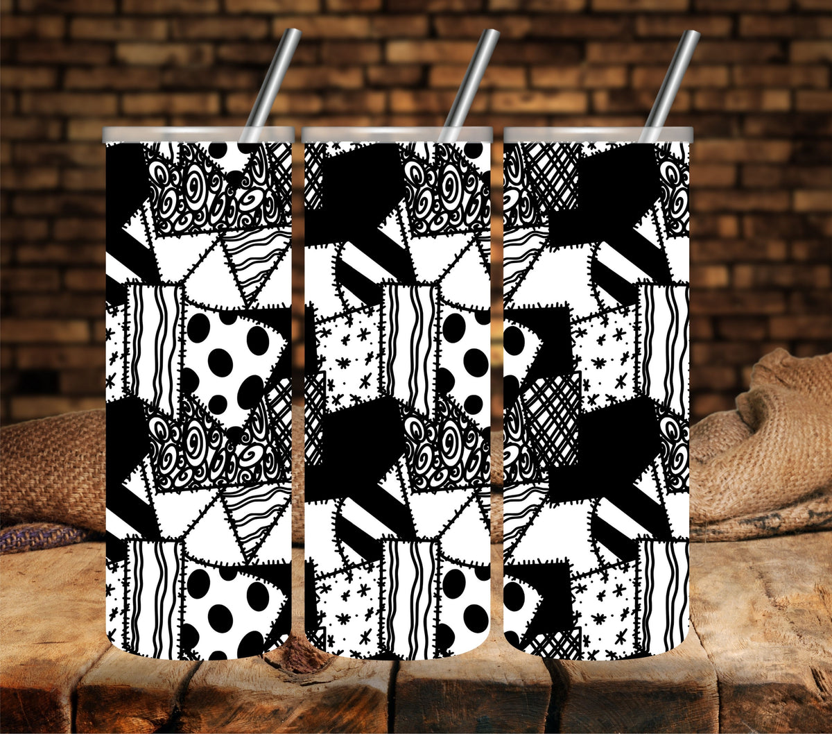 Sally Patch Pattern  UV DTF tumbler wraps 4 color options