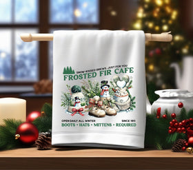 Frosted Fir Cafe DTF Transfers for pillows and towels