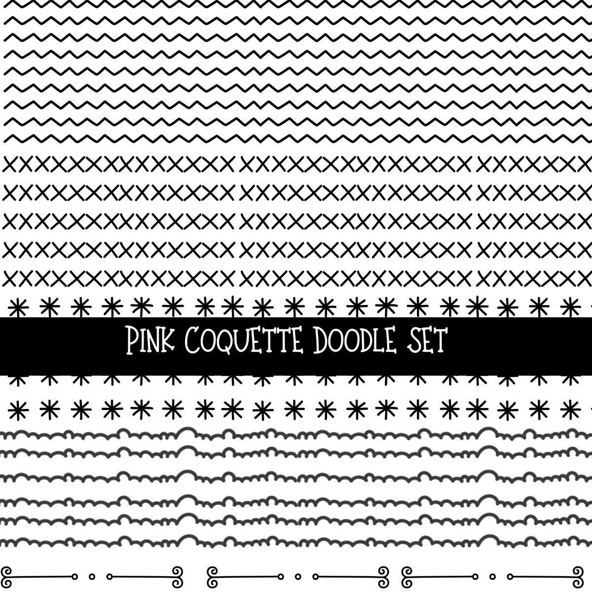 Pink Coquette Doodle Patchwork Set