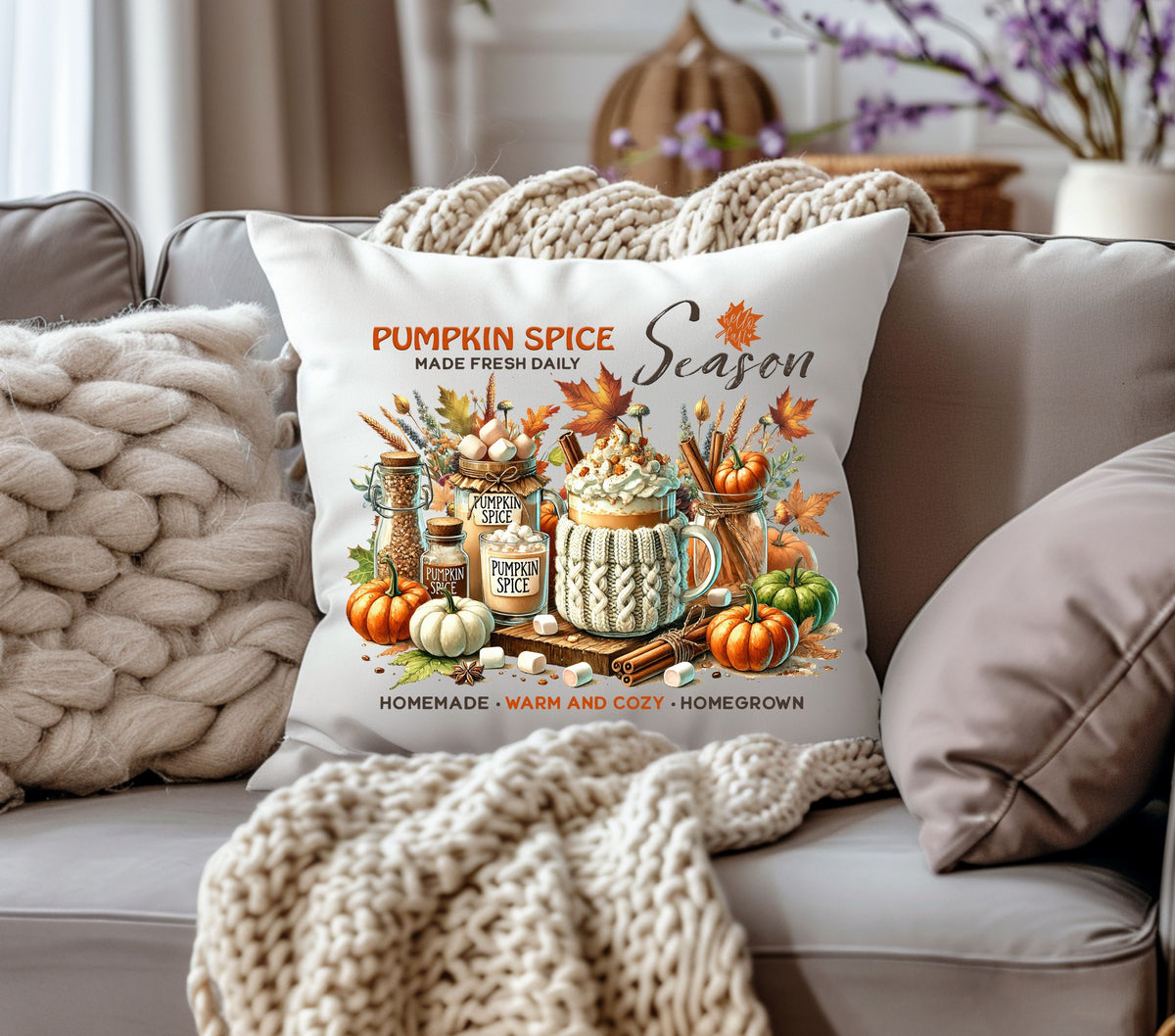 Pumpkin Season DTF Transfers for pillows and towels