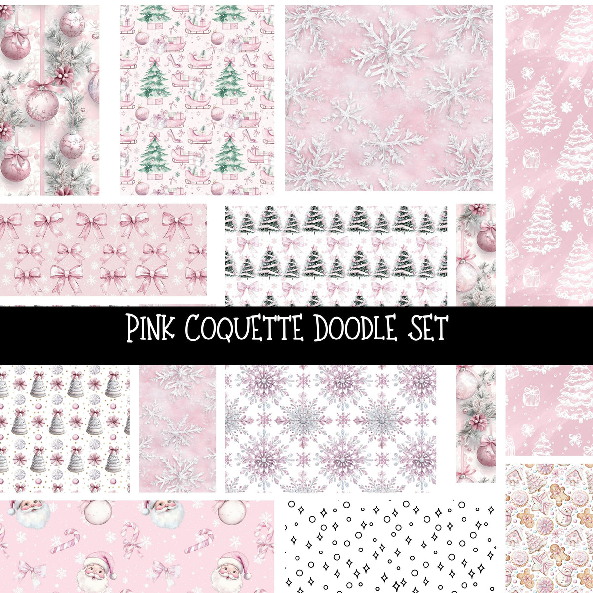Pink Coquette Doodle Patchwork Set