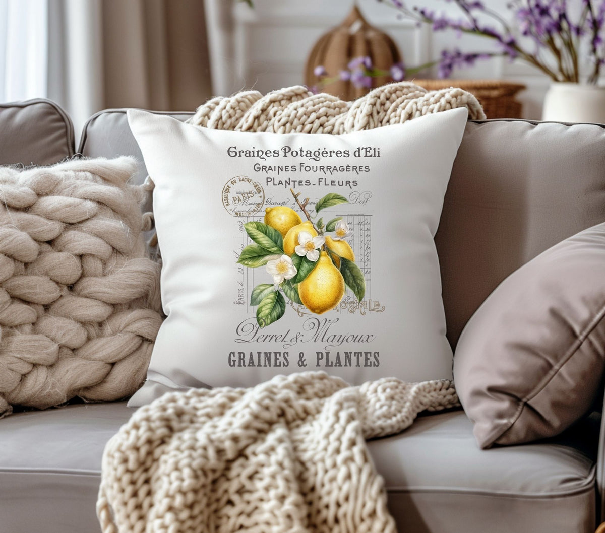 Lemons DTF Transfers for pillows and towels