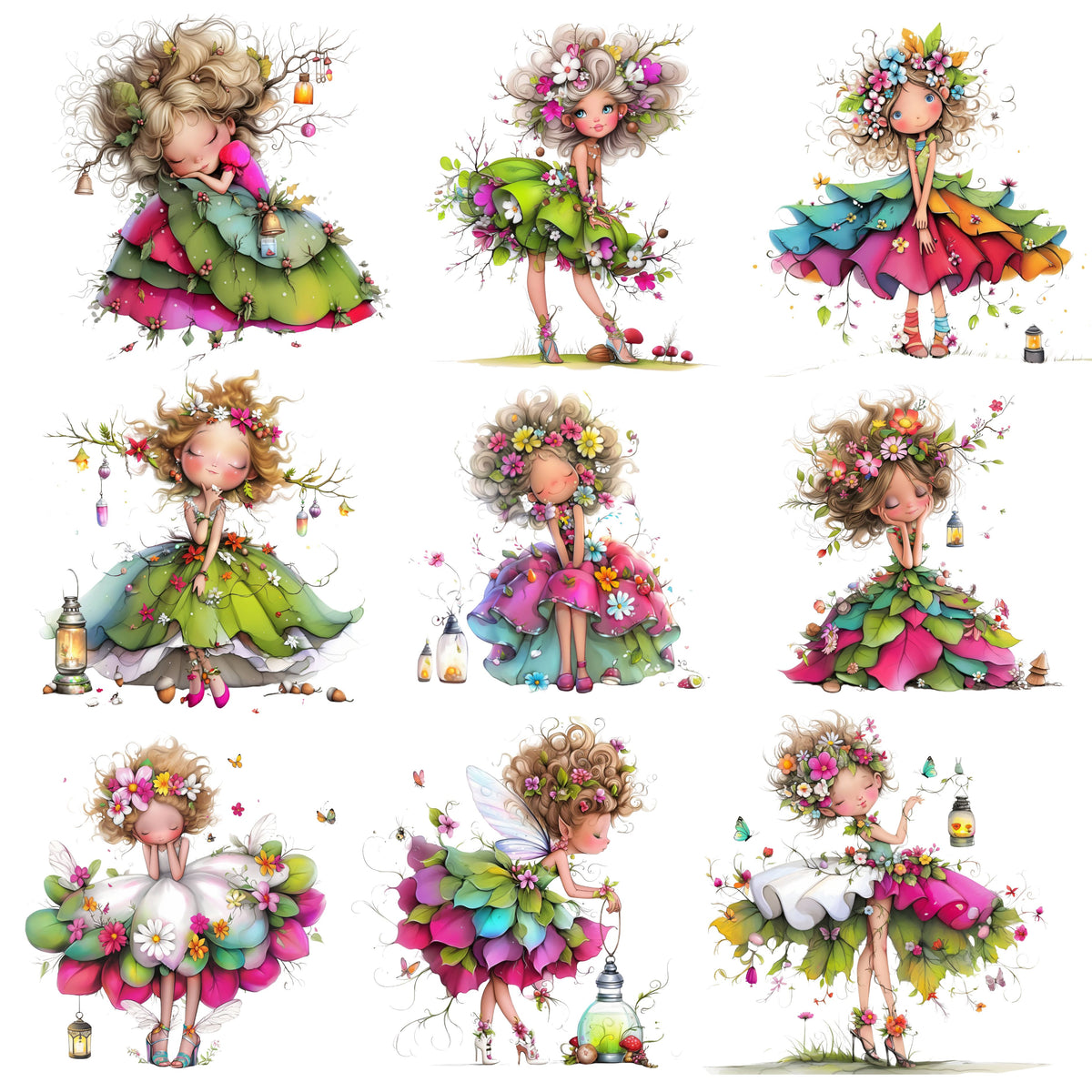 Springtime Fairies UV DTF Decal sheet