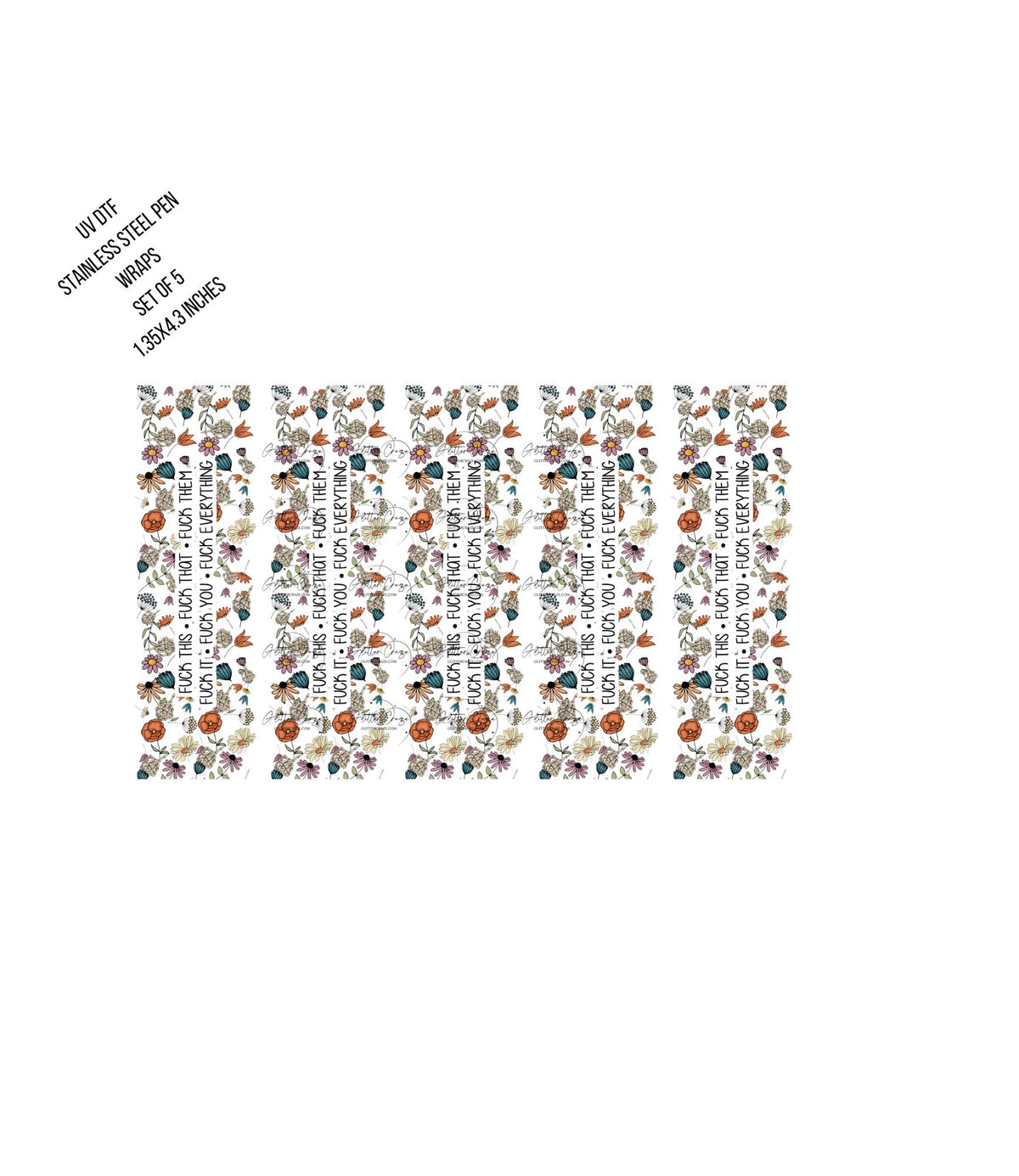 Fuck this Fuck That UV DTF Pen wraps set of5