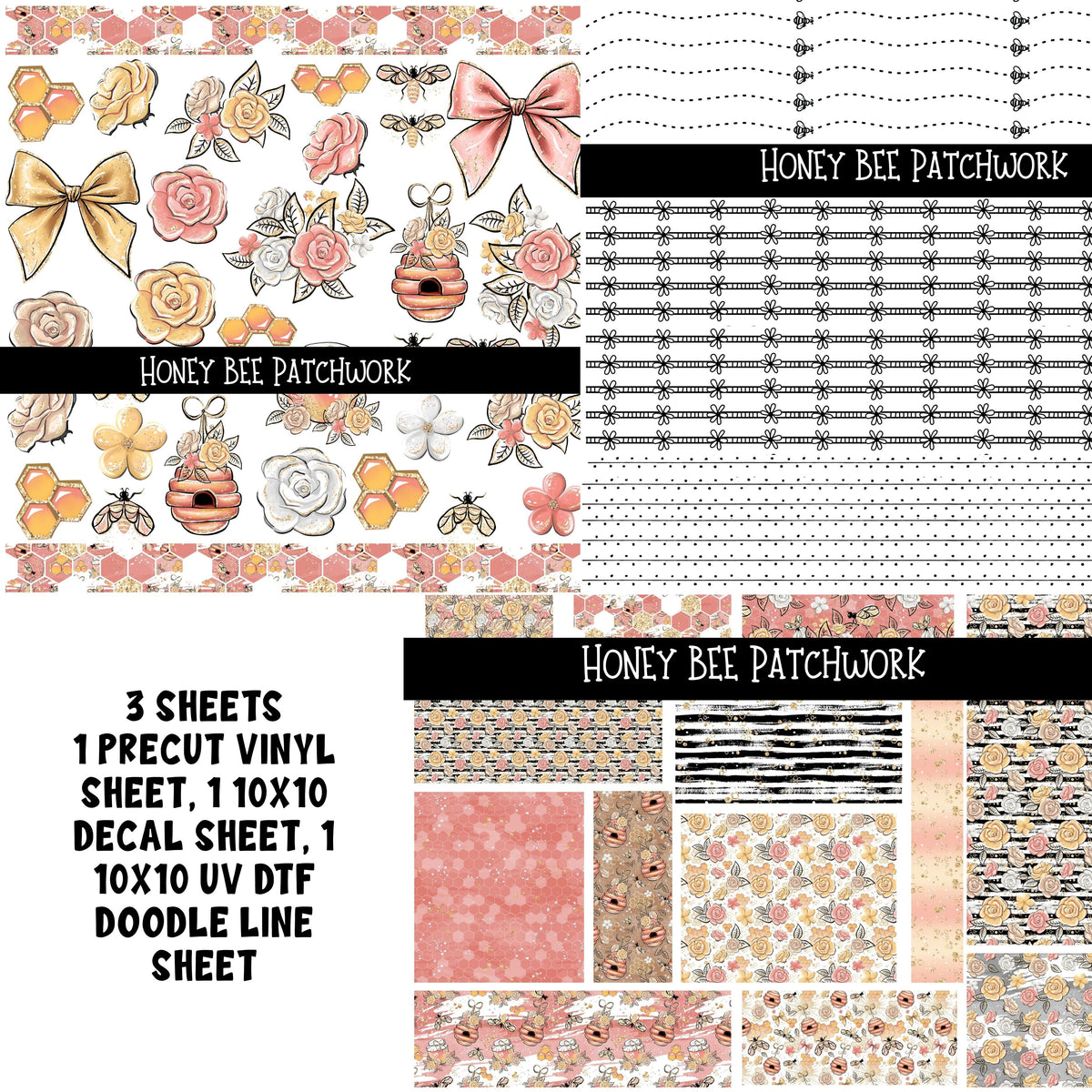 Honey Bee Doodle Patchwork Set