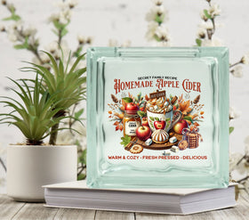Homemade Cider Glass Block Decal 2 sizes available