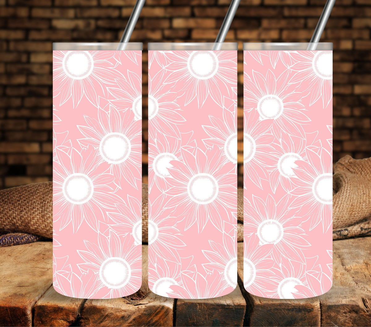 Sunflower 1 White UV DTF tumbler wraps