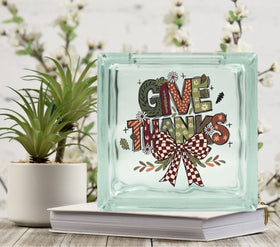 Give Thanks Glass Block Decal 2 sizes available