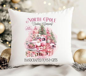 North Pole Trading Company Pink DTF Transfers for pillows and towels
