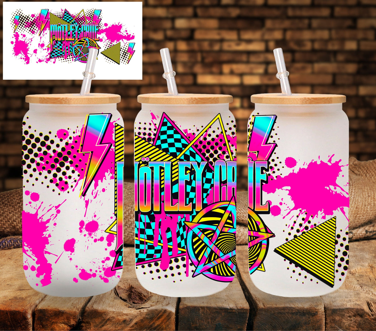 Motley neon UV DTF Libbey wrap