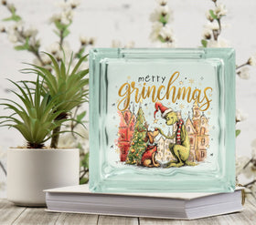 Merry Grinchmas Grinch and Max Glass Block Decal 2 sizes available