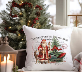 French Santa and Sleigh DTF Transfers for pillows and towels