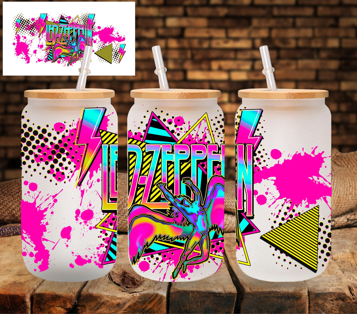 Zeppelin neon UV DTF Libbey wrap