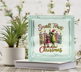 Small town Christmas Grinch Glass Block Decal 2 sizes available
