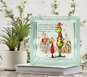 But I think he's kinda sweet Grinch and Cindy Lou Glass Block Decal 2 sizes available
