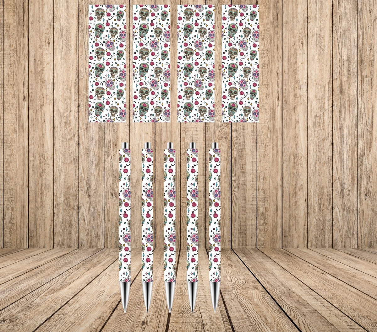 Sugar skull UV DTF pen wraps- set of 5