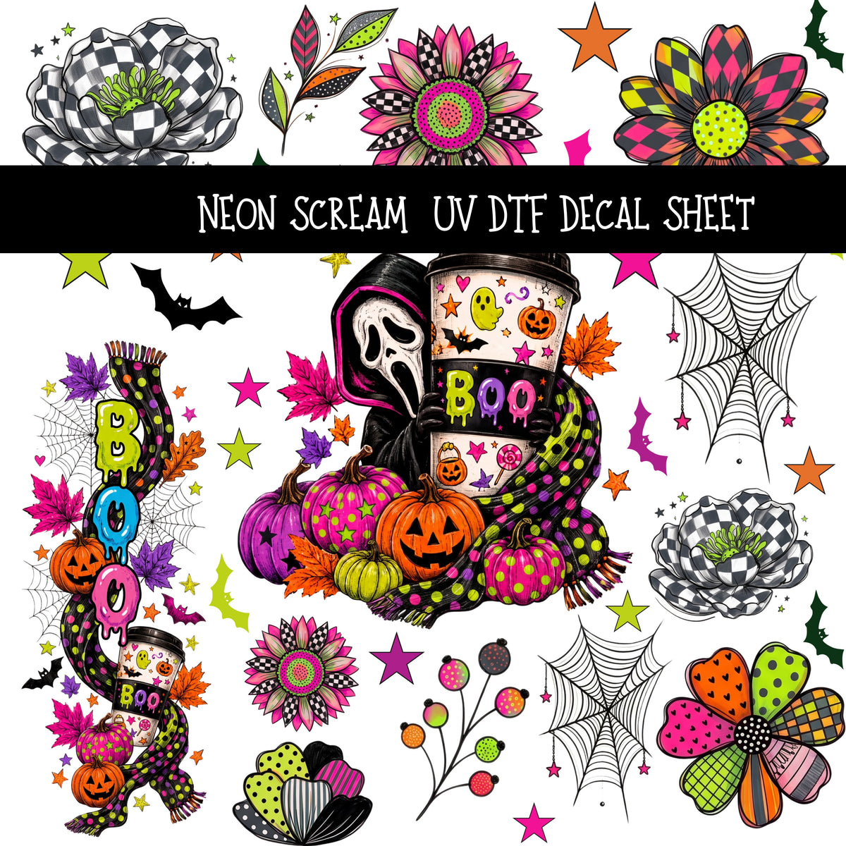 Neon Scream UV DTF Decal sheets