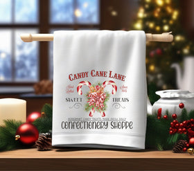 Candy Cane Lane DTF Transfers for pillows and towels