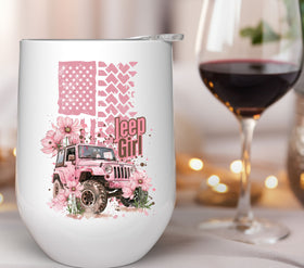 Jeep Girl Flag Pink UV DTF Decal