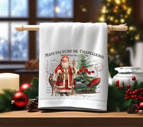 French Santa and Sleigh DTF Transfers for pillows and towels