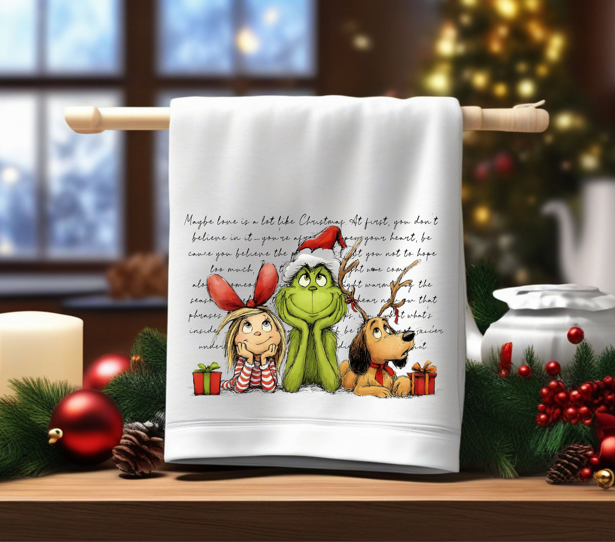 Maybe Love- Grinch and Gang DTF Transfers for pillows and towels (Copy)