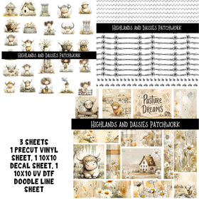 Highland and Daisies Doodle Patchwork Set