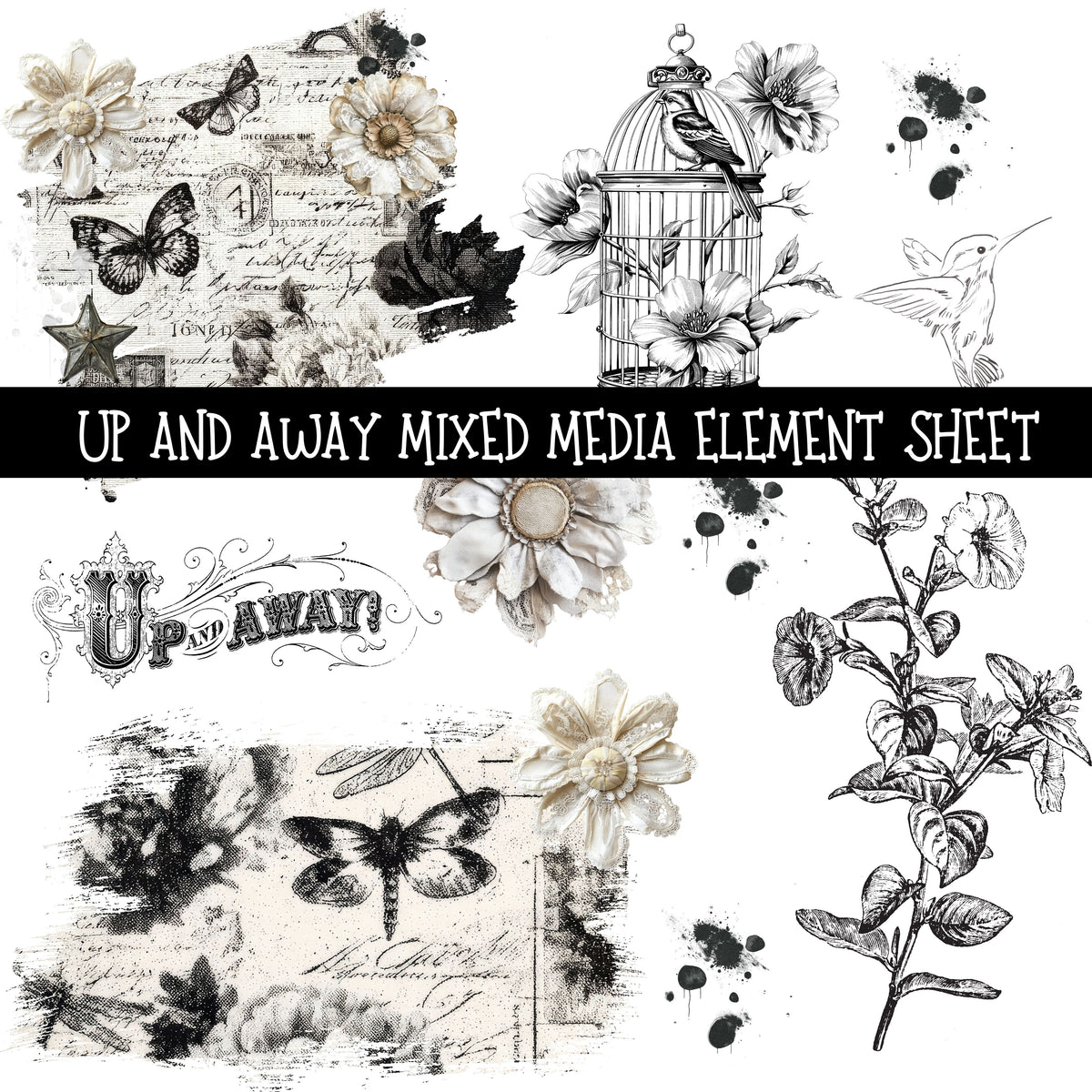 Up and away mixed media Element UV DTF Decal sheets