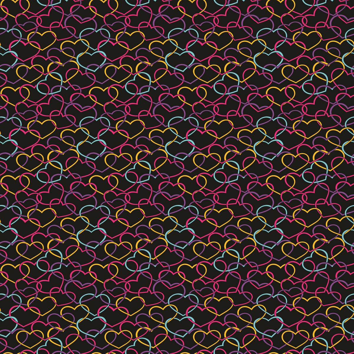 Neon Hearts on Black - Adhesive Vinyl