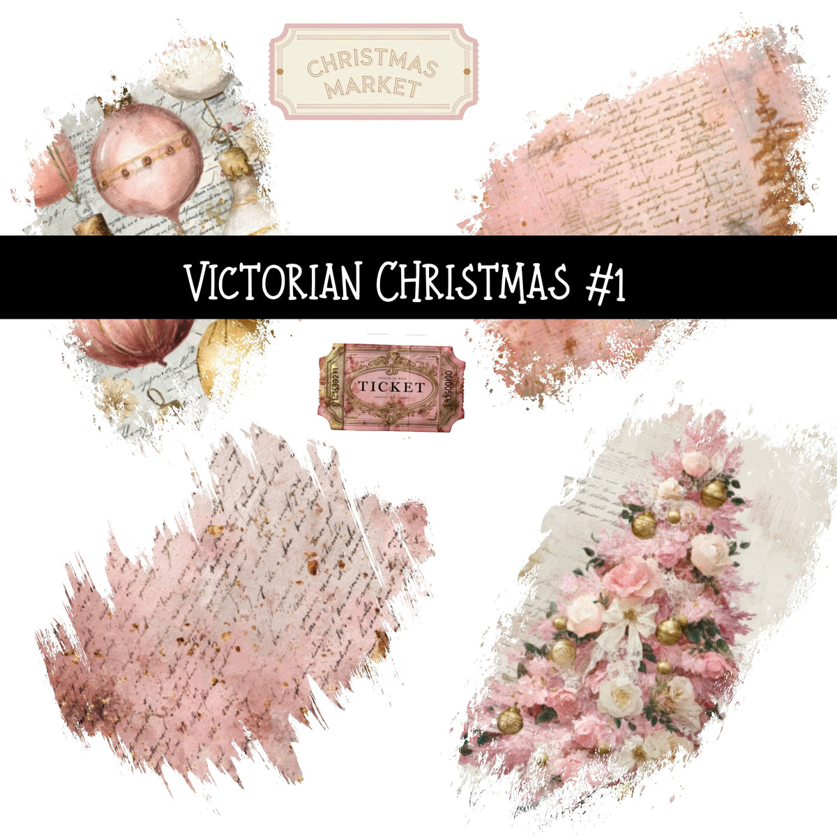 Victorian Christmas Torn Pages UV DTF Decal sheets 9 Designs available