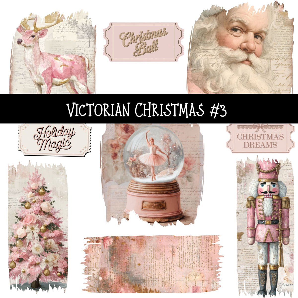 Victorian Christmas Torn Pages UV DTF Decal sheets 9 Designs available