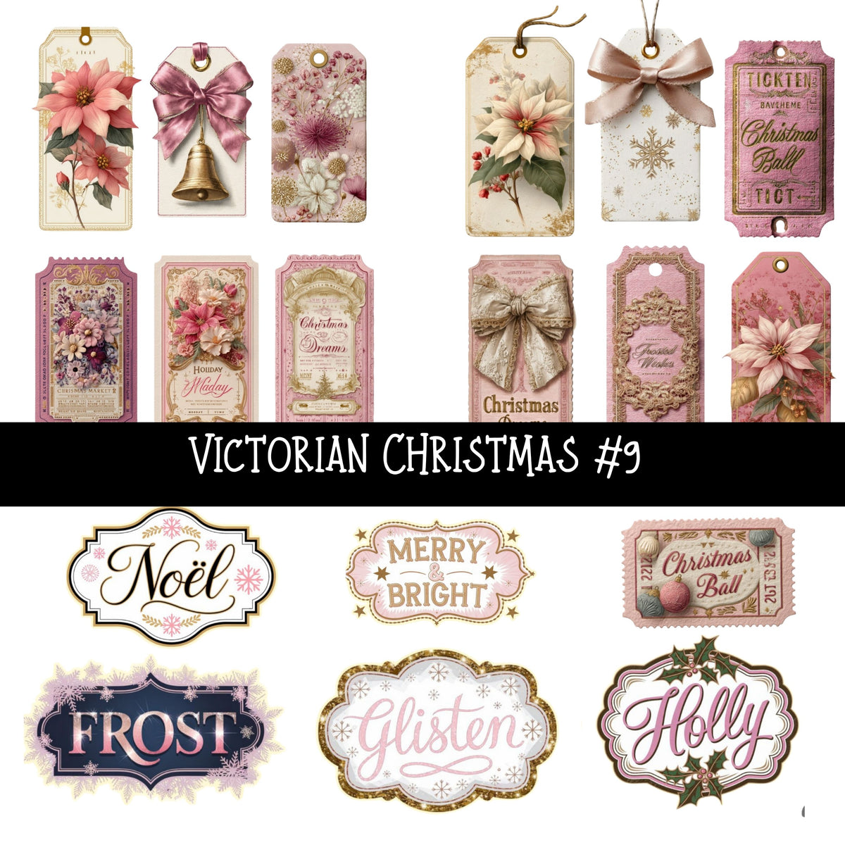 Victorian Christmas Torn Pages UV DTF Decal sheets 9 Designs available