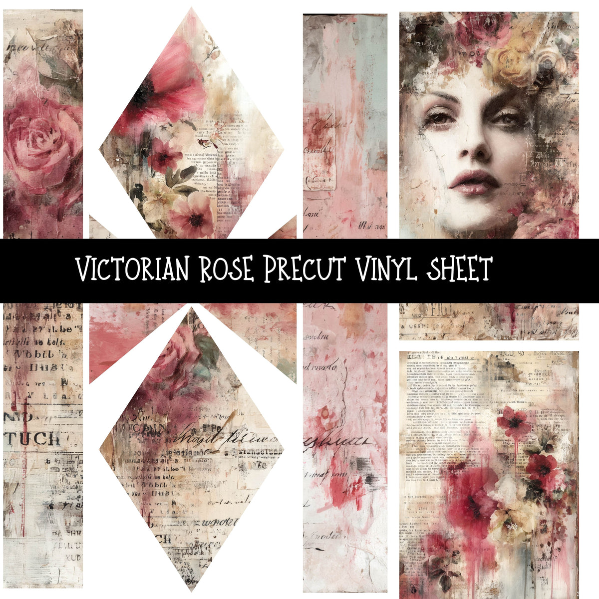 Victorian Rose precut vinyl sheet available in 12x12 or 6x6 sizes
