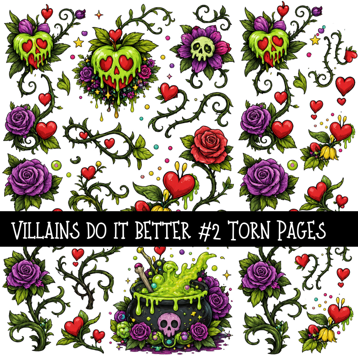 Villains Do It Better Torn Pages UV DTF Decal sheets 2 designs available