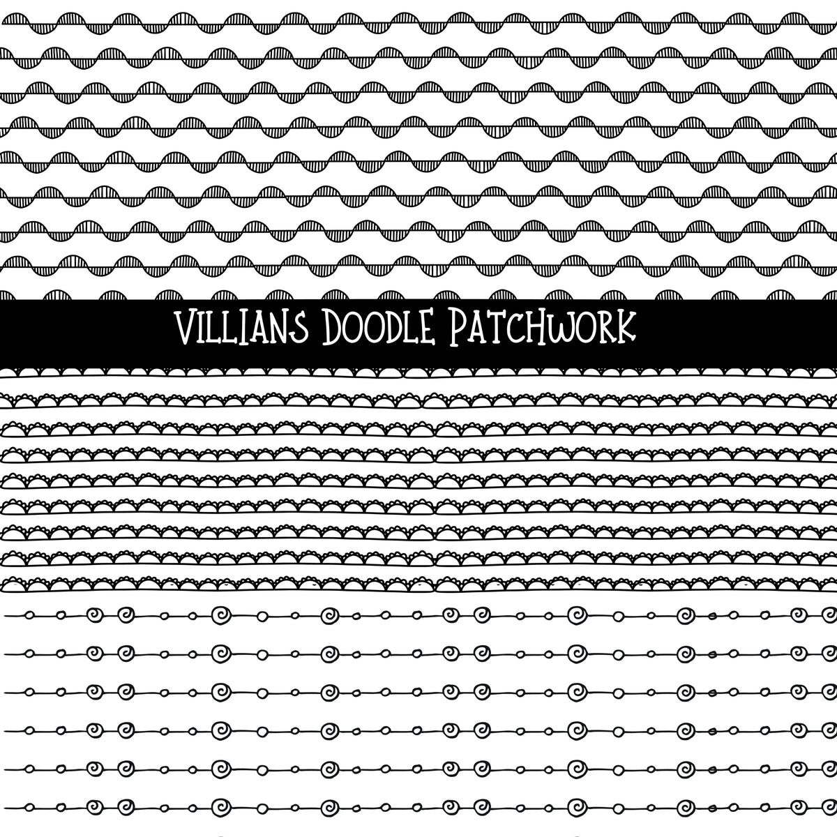 Villains Doodle Patchwork Set