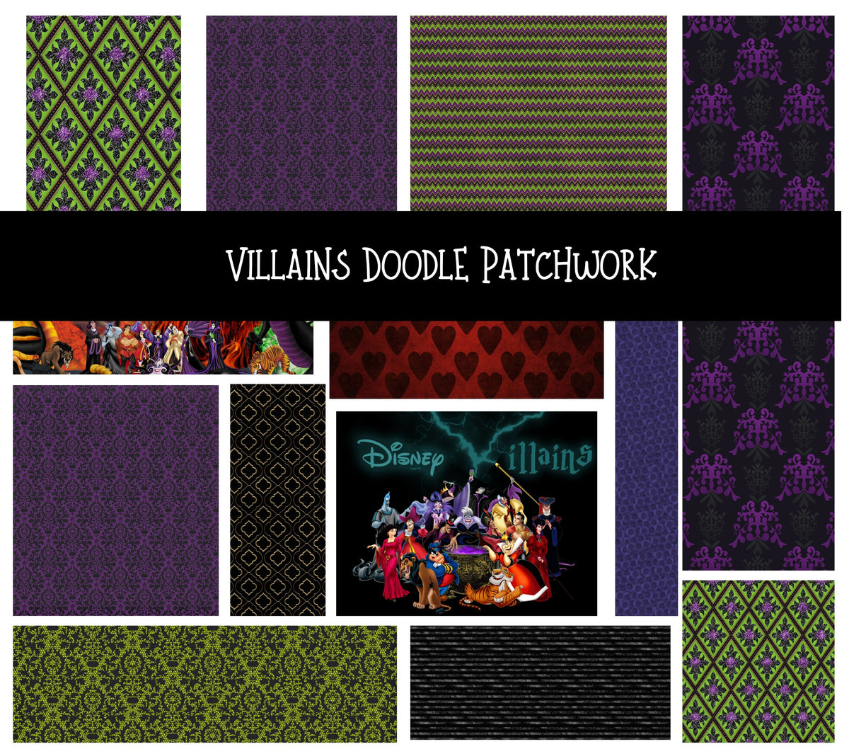Villains Doodle Patchwork Set