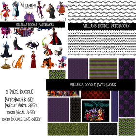 Villains Doodle Patchwork Set
