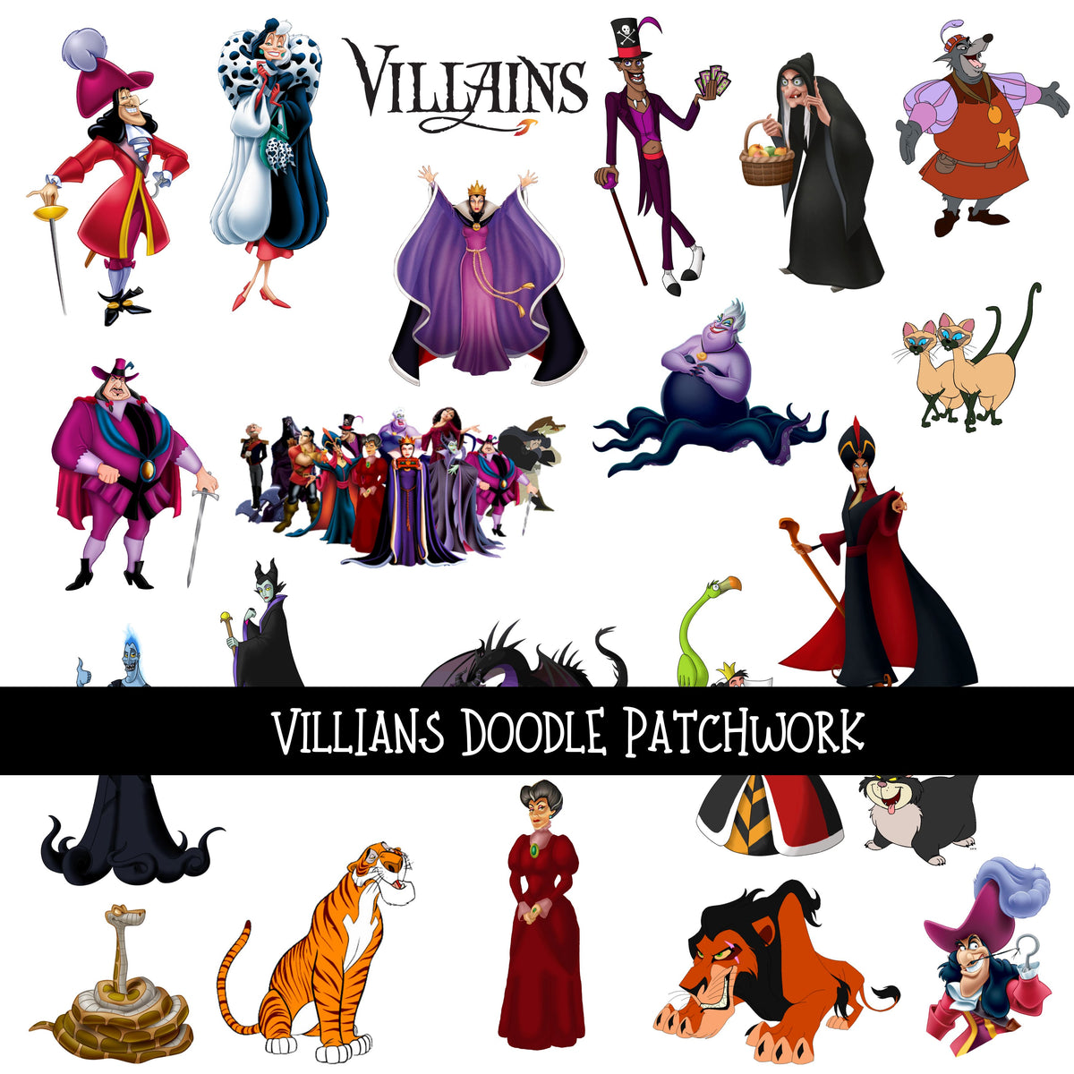 Villains Doodle Patchwork Set
