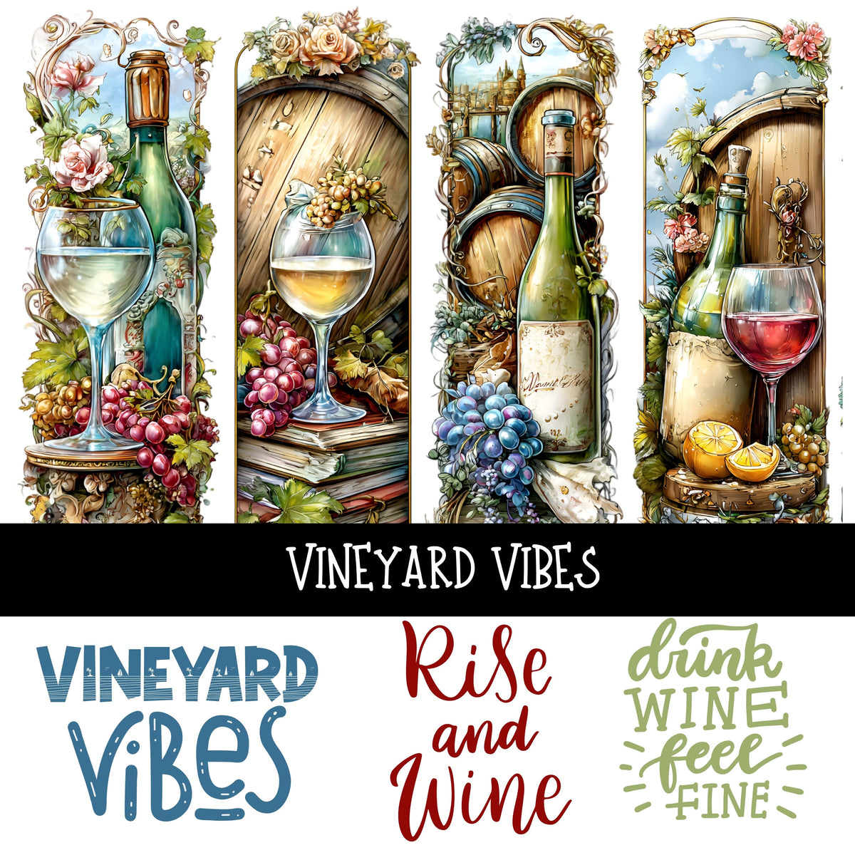 Vineyard Vibes panel UV DTF Decal sheet