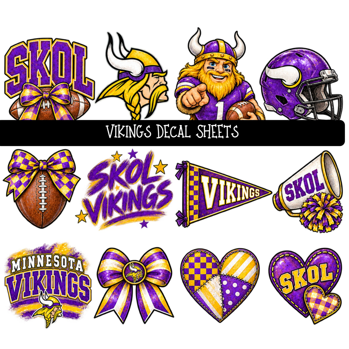 Vikings UV DTF Decal sheet