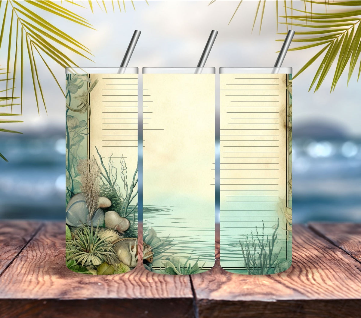 Vintage Beach Vinyl Tumbler wraps- 6 Designs