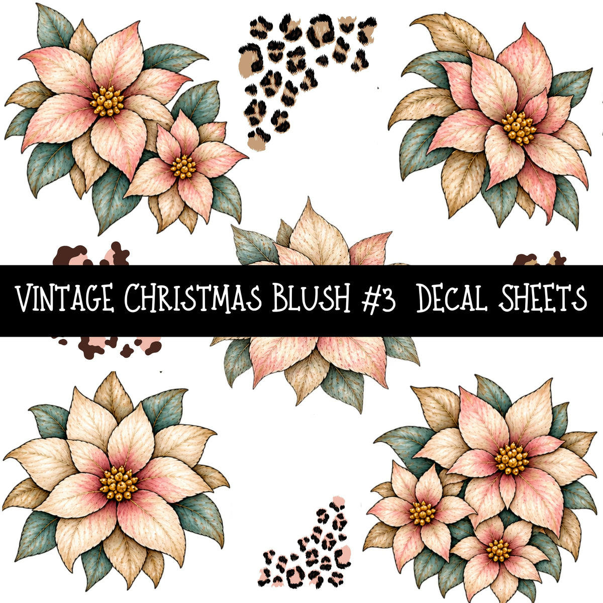Vintage Christmas Blush UV DTF Decal sheets 6 Designs available