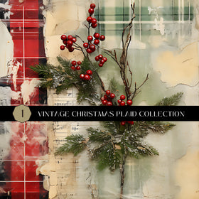 Vintage Christmas Plaid Vinyl collection- 12x12 vinyl sheets-6 designs available