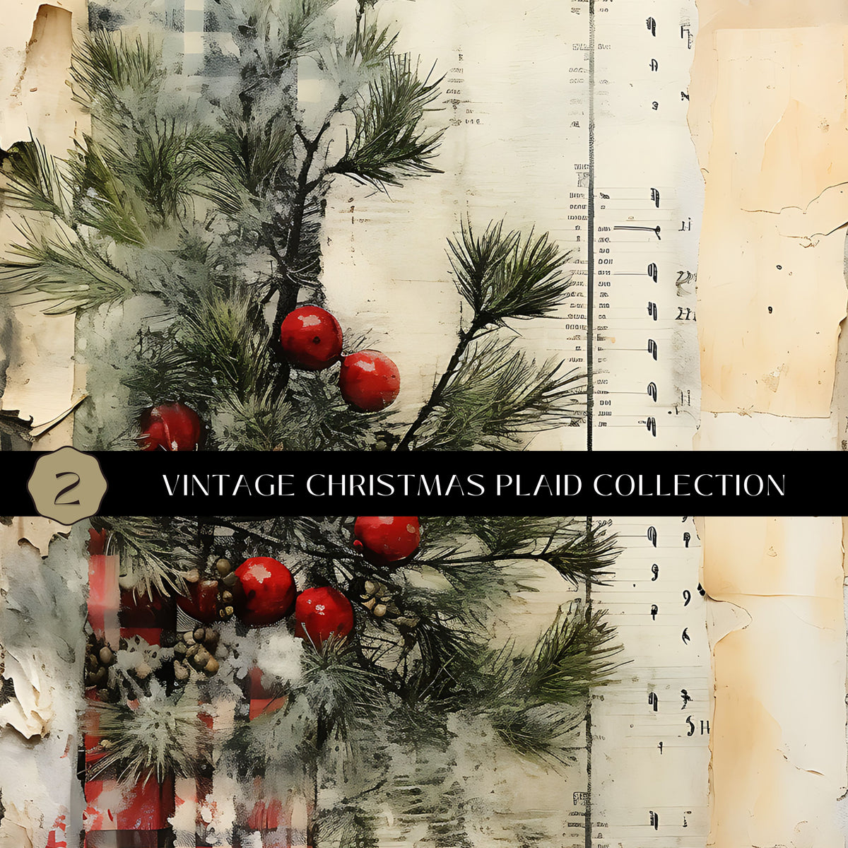 Vintage Christmas Plaid Vinyl collection- 12x12 vinyl sheets-6 designs available