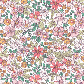 Vintage Handdrawn Flowers Adhesive Vinyl