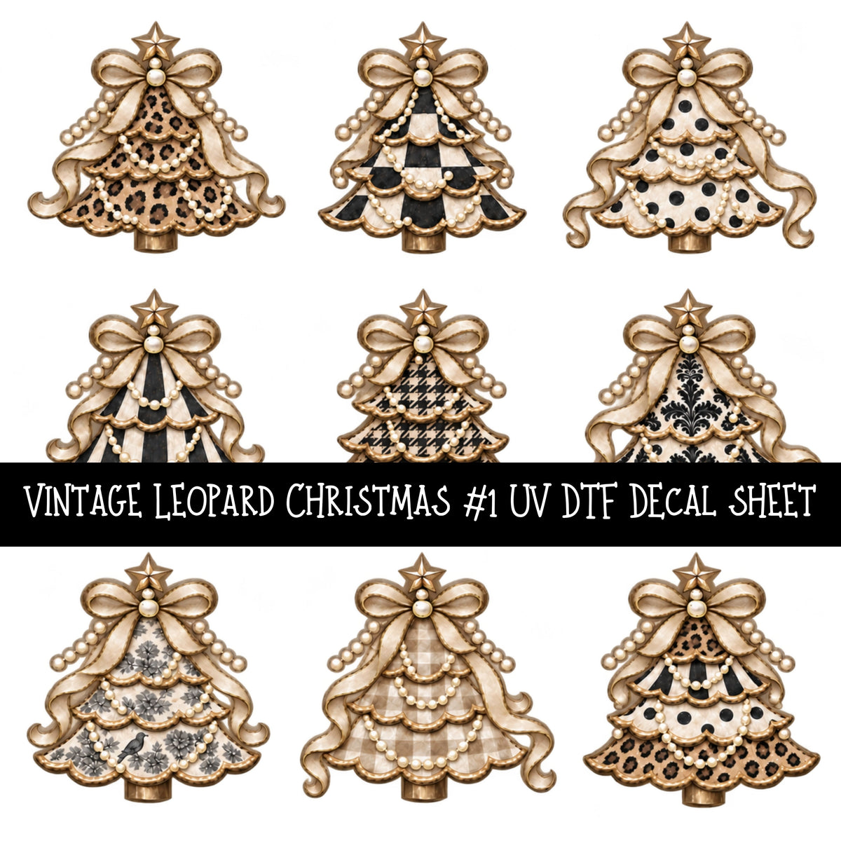 Vintage Leopard Christmas UV DTF Decal sheets 8 Designs available
