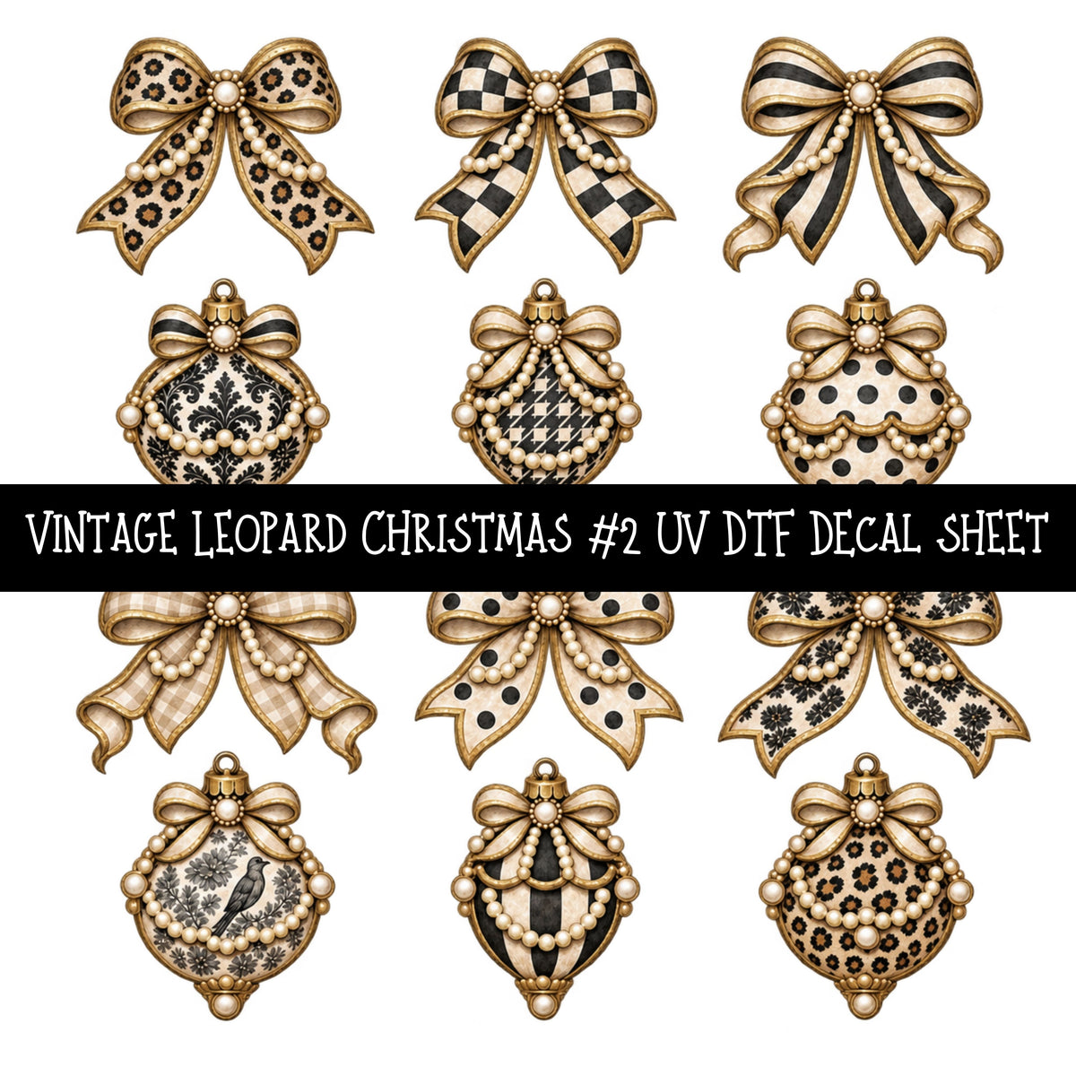 Vintage Leopard Christmas UV DTF Decal sheets 8 Designs available