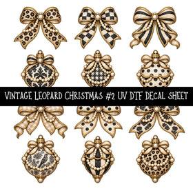 Vintage Leopard Christmas UV DTF Decal sheets 8 Designs available
