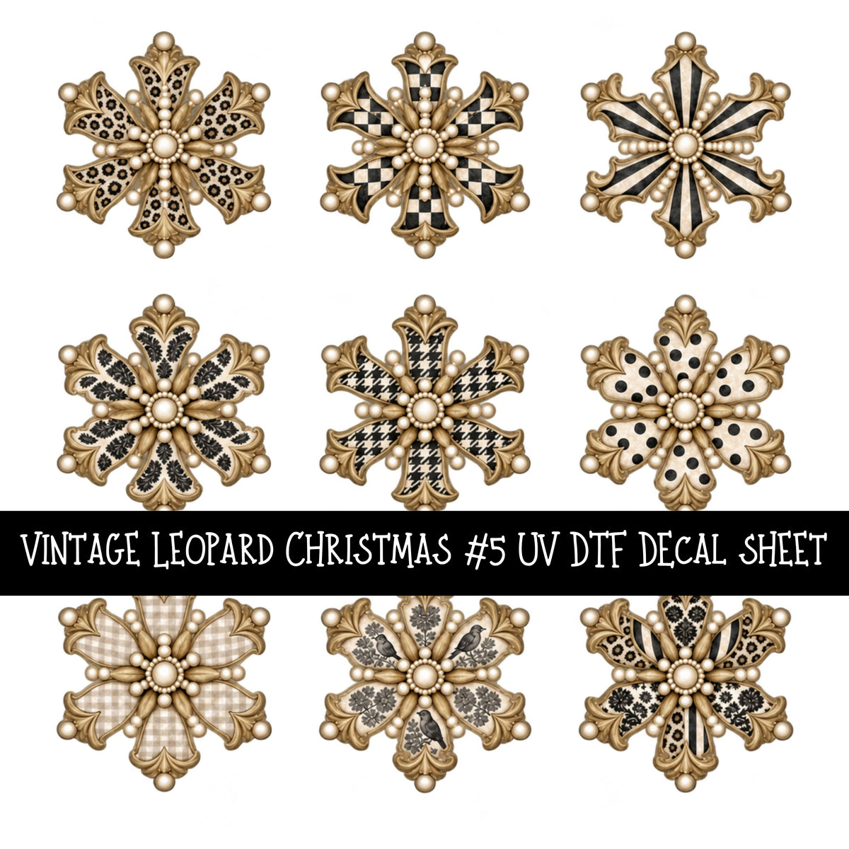 Vintage Leopard Christmas UV DTF Decal sheets 8 Designs available