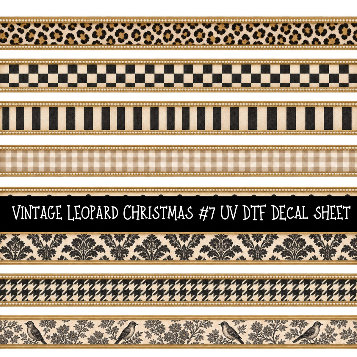 Vintage Leopard Christmas UV DTF Decal sheets 8 Designs available